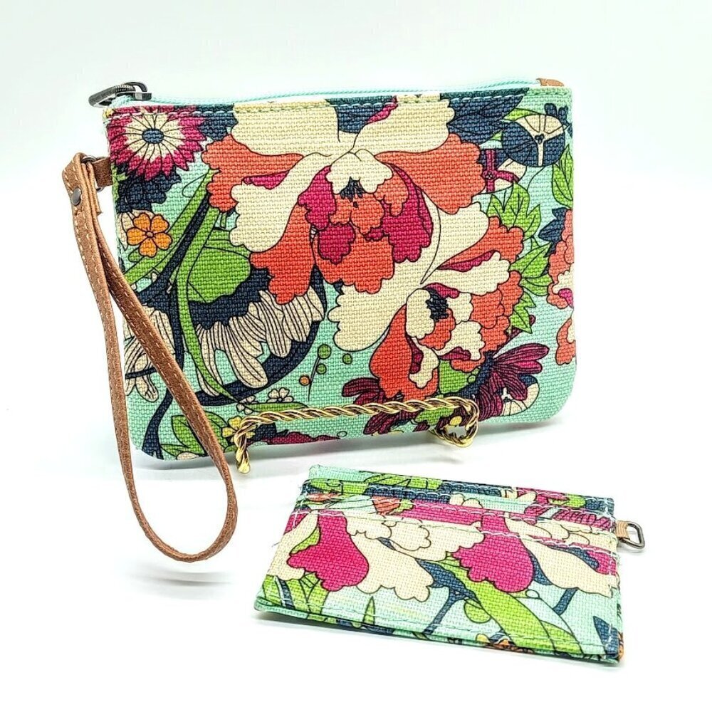 Sakroots Multicolor Jute Cotton Wristlet & Card Holder